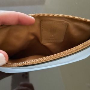 Leather blue multicolor wristlet and card case